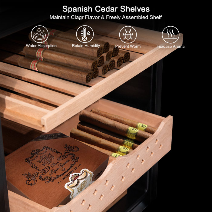 BOSSIN Electric Humidor For Cigars,50L Cooler Humidors For 200250 Counts Humidity Control,Cigar